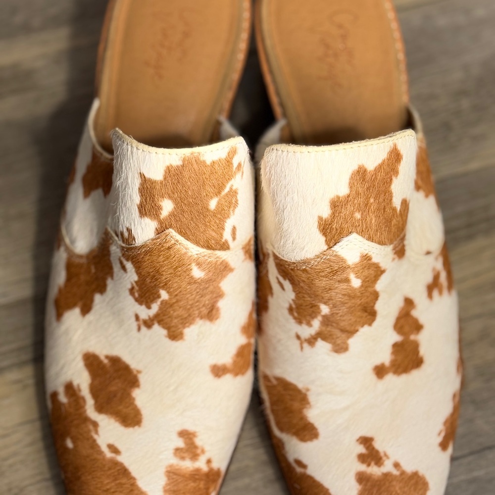 Cowhide Patterned Women's Mules from Crown Vintage